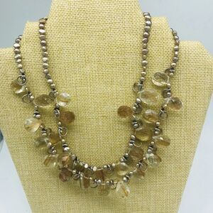 By Grace Double Stand Fresh Water Pearls & Acrylic Necklace